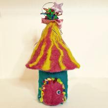 Accessory - Fabric: Felted Whimble Cottage, 6.5 inches high
